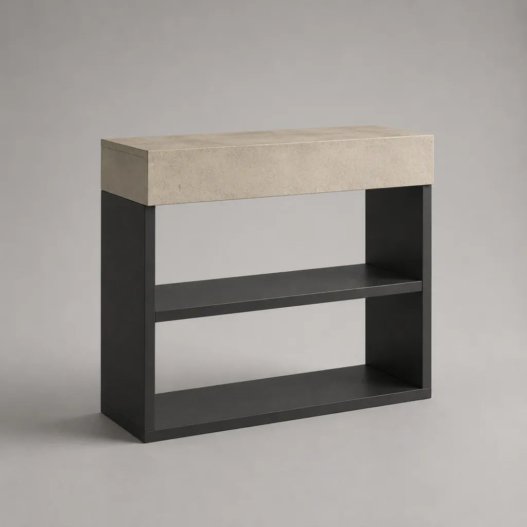 Standregal mit Schublade aus melaminbeschichteter Spanplatte, Anthrazit und Beige, 100 × 30 × 80 cm