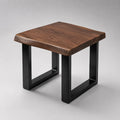 Quadratischer Couchtisch aus massivem Walnussholz und Stahl, Braun/Schwarz, 60 × 60 × 50 cm