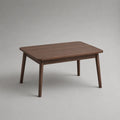 Rechteckiger Couchtisch aus MDF mit Walnussfurnier und Massivholzbeinen, Dunkelbraun, 100 × 60 × 45 cm