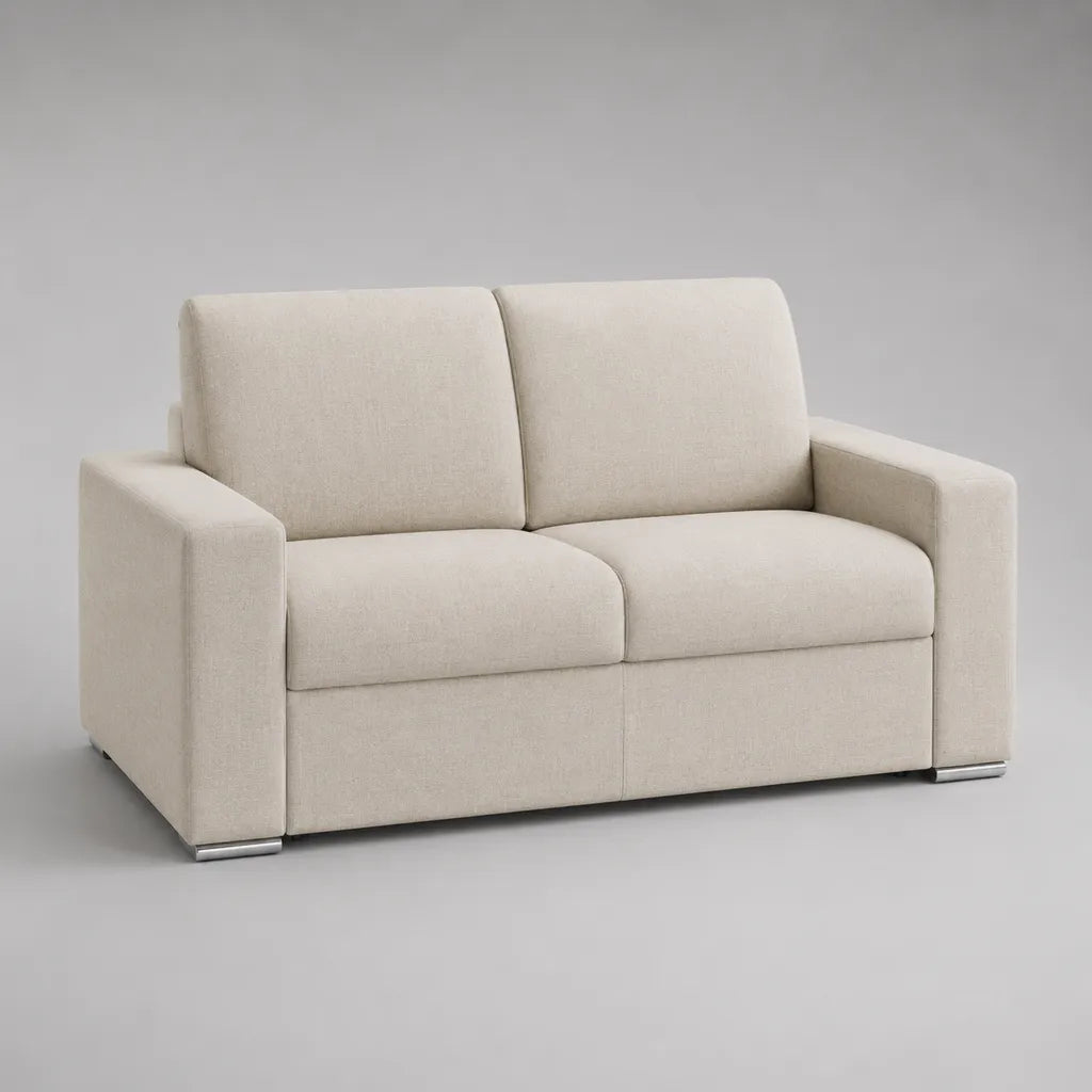 2-Sitzer-Sofa mit Polyesterbezug, rechteckig, Creme, 160 × 90 × 88 cm