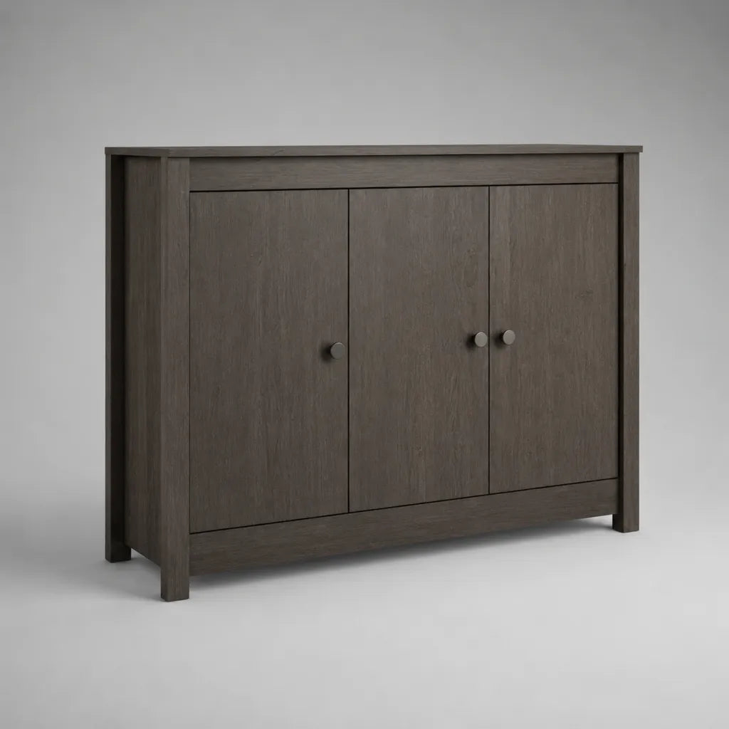 Sideboard mit 3 Türen aus MDF und Spanplatte, Dunkelbraun, 120 × 40 × 85 cm