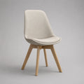 Gepolsterter Esszimmerstuhl mit Polyesterbezug und Massivholzbeinen, Beige/Naturfarben, 48 × 55 × 84 cm