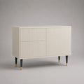 Anrichte aus MDF mit 2 Schubladen und 1 Tür, Rillenfront, Creme, 100 × 40 × 80 cm