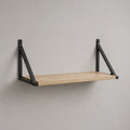 Rechteckiges Wandregal aus MDF und Stahl, Natur/Schwarz, 60 × 20 × 35 cm