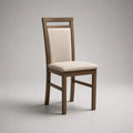 Gepolsterter Esszimmerstuhl aus Massivholz mit Stoffbezug, Braun/Beige, 45 × 53 × 96 cm